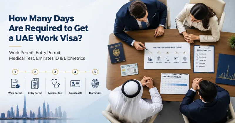 UAE work visa processing time with medical Emirates ID and biometrics by PROXPAT